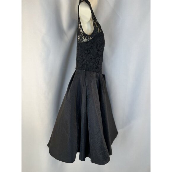 Marchesa Lace Illusion Fit & Flare Tafetta Mini Dress in Black $595 - Picture 9 of 13